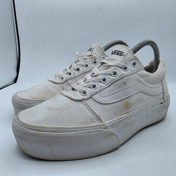 Vans Old Skool Platform Womens Size 8 Triple White Athletic Shoes Walking - Picture 4 of 13